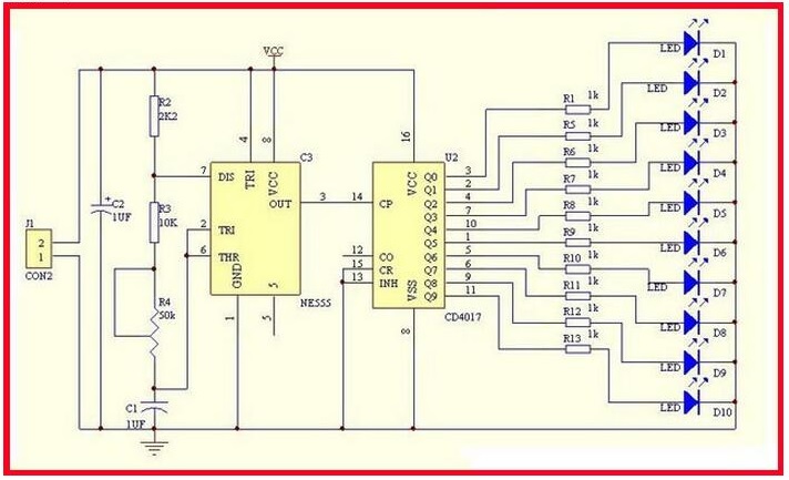 NE555 + CD4017 Water Flowing Light LED Module DIY Kit