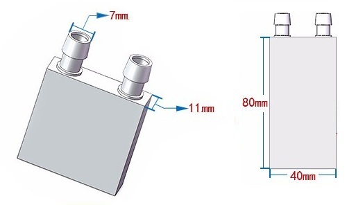 Water Cooling Head Water Cooling Plate 40*80mm