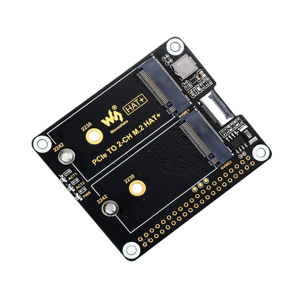 Waveshare PCIe To 2-ch M.2 Adapter for Raspberry Pi 5, Compatible with 2230/2242 Size NVMe Solid State Drive, Raspberry Pi 5 M.2 HAT-picture-23