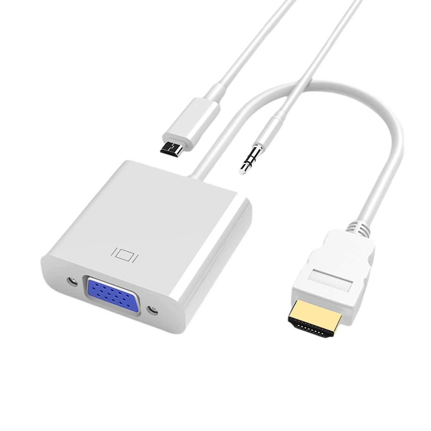 HDMI Male to VGA Female Adapter with 3.5mm AUX and USB to MicroUSB Power Cables-picture-25