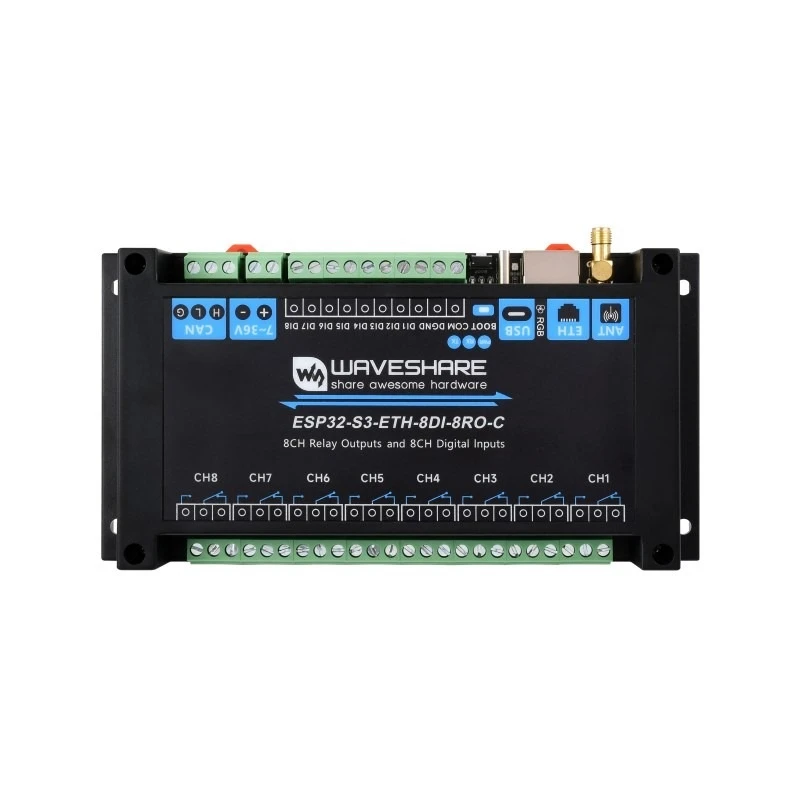 Waveshare Industrial 8-Channel ESP32-S3 WiFi Relay Module, Onboard Isolated CAN Interface with Common network port-picture-24