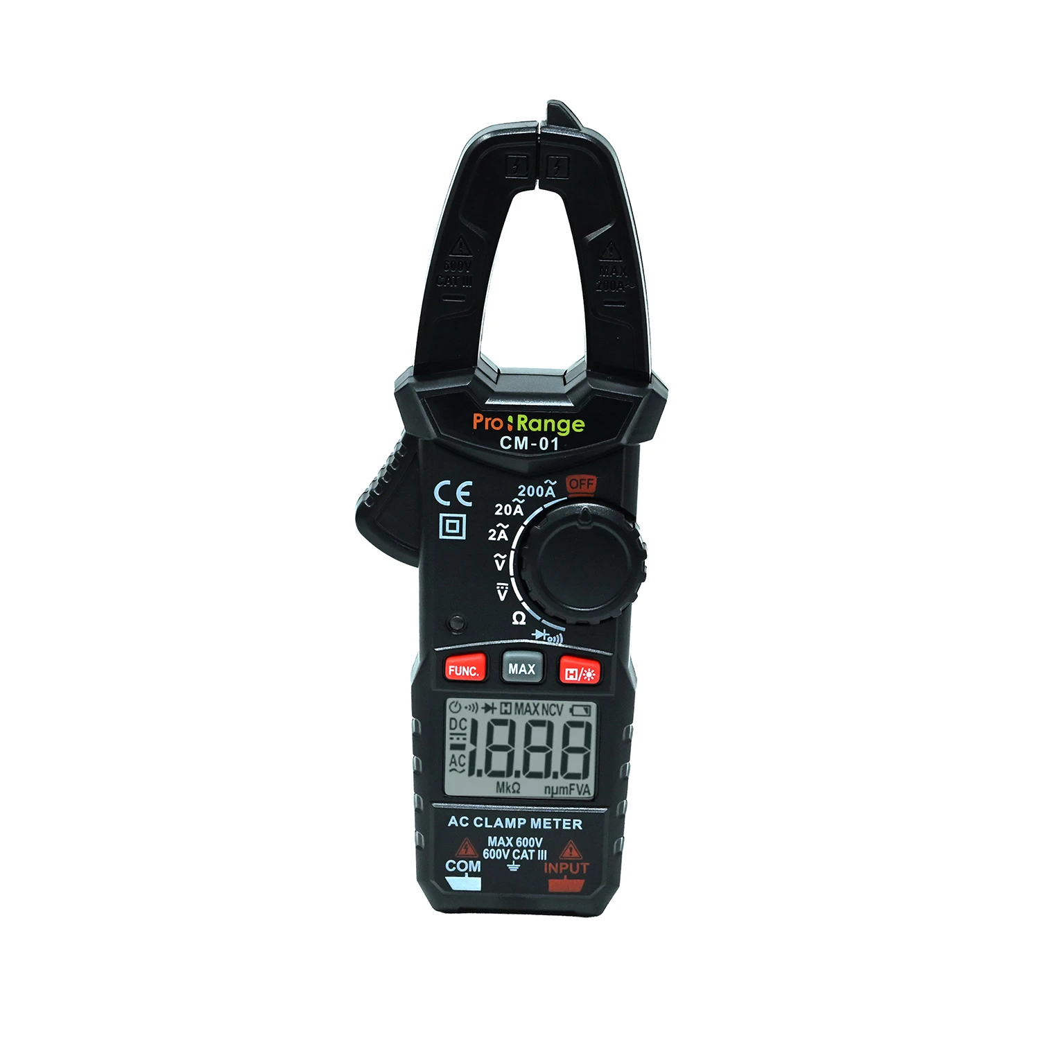 Pro-Range CM-01 Digital Clamp Meter 2000 Counts | 200A AC Current | 600V AC/DC Voltage | Continuity-image-1