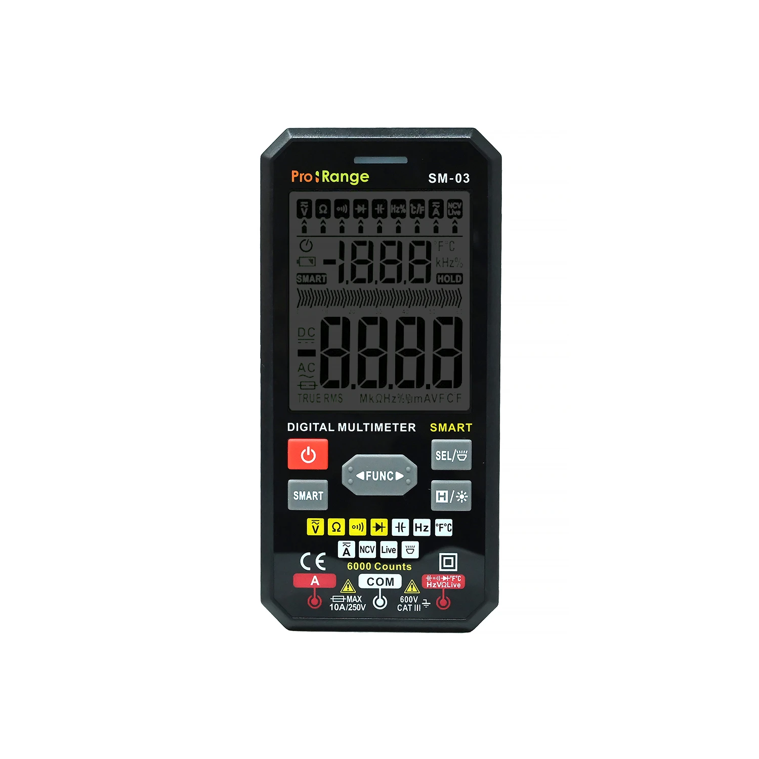 Pro-Range SM-03 Smart Digital Multimeter 6000 Counts | True RMS | Auto Ranging | NCV | 10A | 600V | Temperature Measurement-image-3