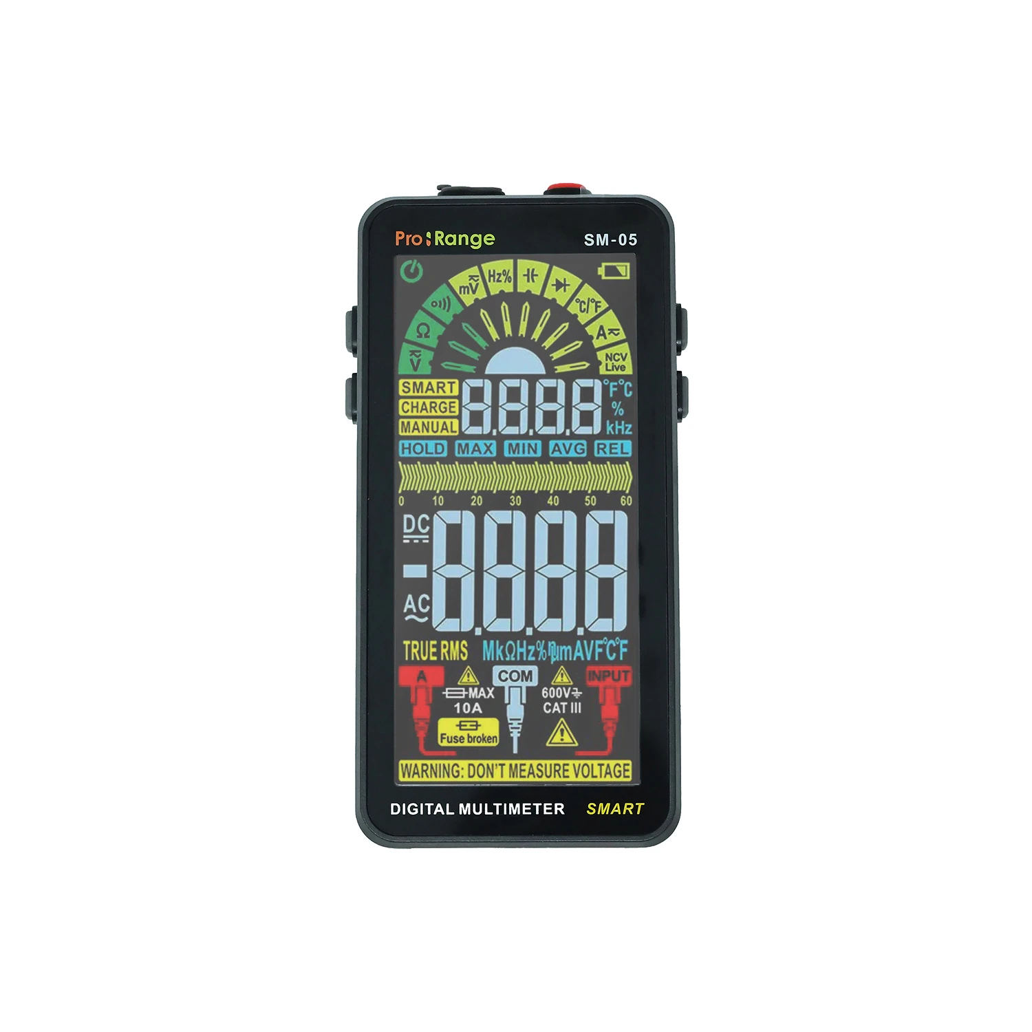 Pro-Range SM-05 Smart Digital Multimeter 6000 Counts | True RMS | Auto Ranging | NCV | 10A | 600V | Temperature Measurement | Fullscreen Color Display | In-bulit Battery-picture-10