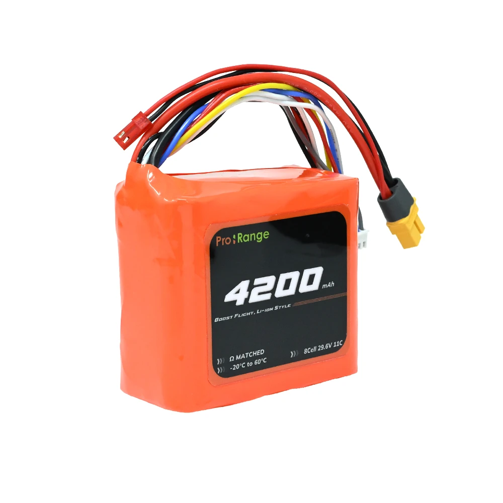 Pro-Range INR P42A 29.6V 4200mAh 11C 8S1P 7" FPV Drone & E-VTOL Drone Compact Li-ion Battery Pack with XT-60-picture-26