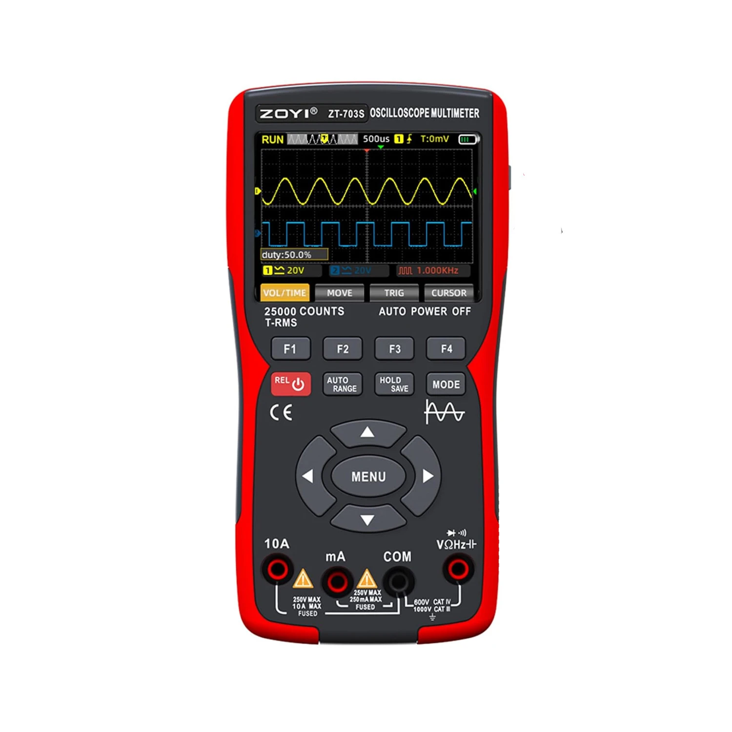 ZOYI ZT‑703S 3-in-1 Digital Multimeter & Oscilloscope,2CH 50MHz, 25000 Counts, AC/DC Voltage & Current, Resistance & Capacitance-image-3