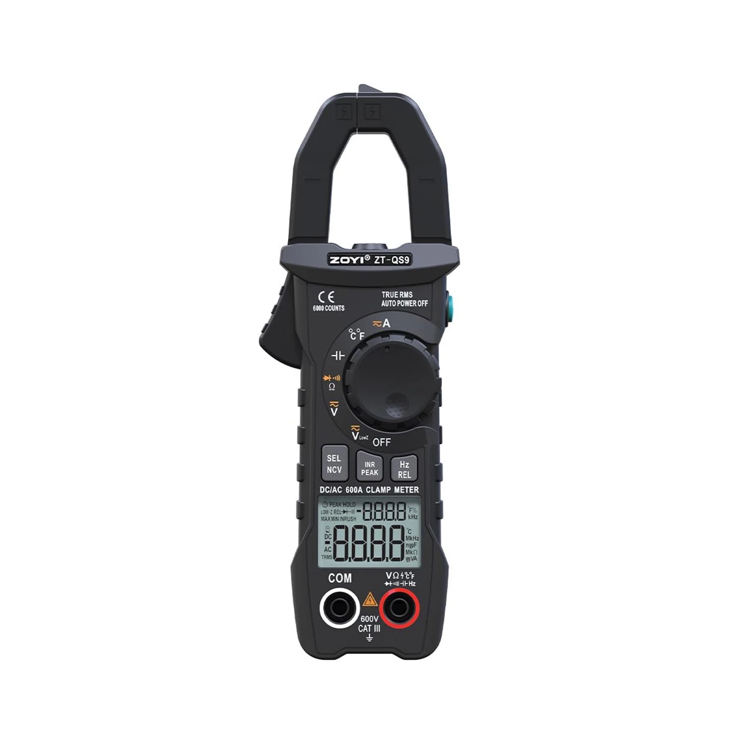 ZOYI ZT‑QS9 TRMS Clamp Meter,600A AC/DC, 600V Voltage, 6000 Counts, Current, Voltage, Resistance & NCV-image-48