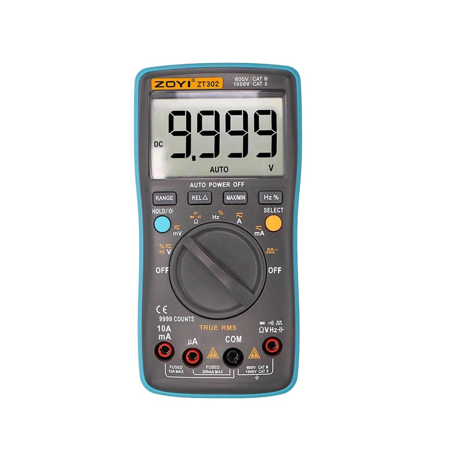 ZOYI ZT‑302, Digital Multimeter, 9999 Counts, True RMS, DC 1000V / AC 750V, 10A, Resistance, Capacitance, Frequency & Duty Cycle-image-30