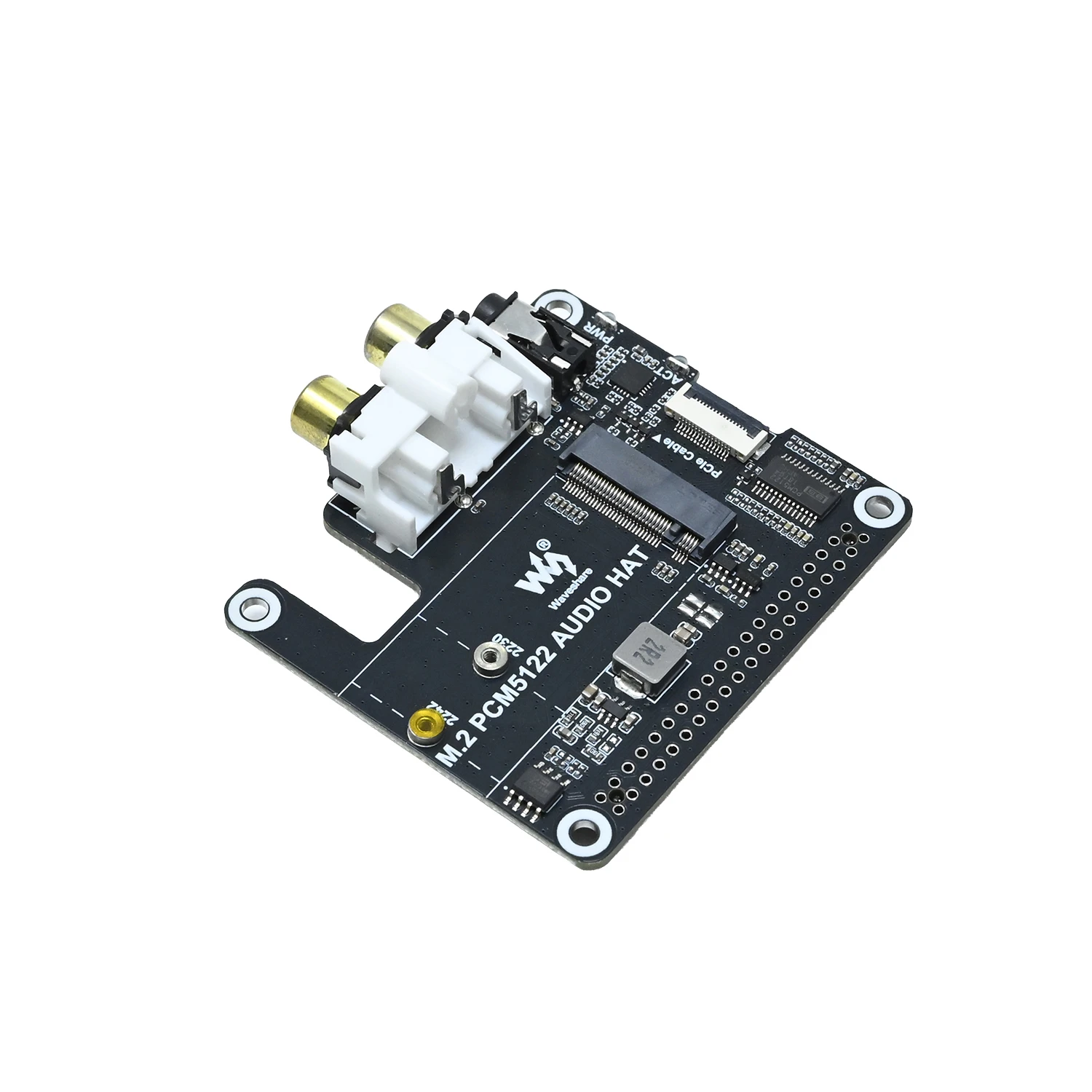 Waveshare PCIe To M.2 HAT With I2S Audio Extension For Raspberry Pi, Supports NVMe Protocol Solid State Drive, Onboard 3.5mm Headphone Jack And RCA Connector, Driver-free-image-22