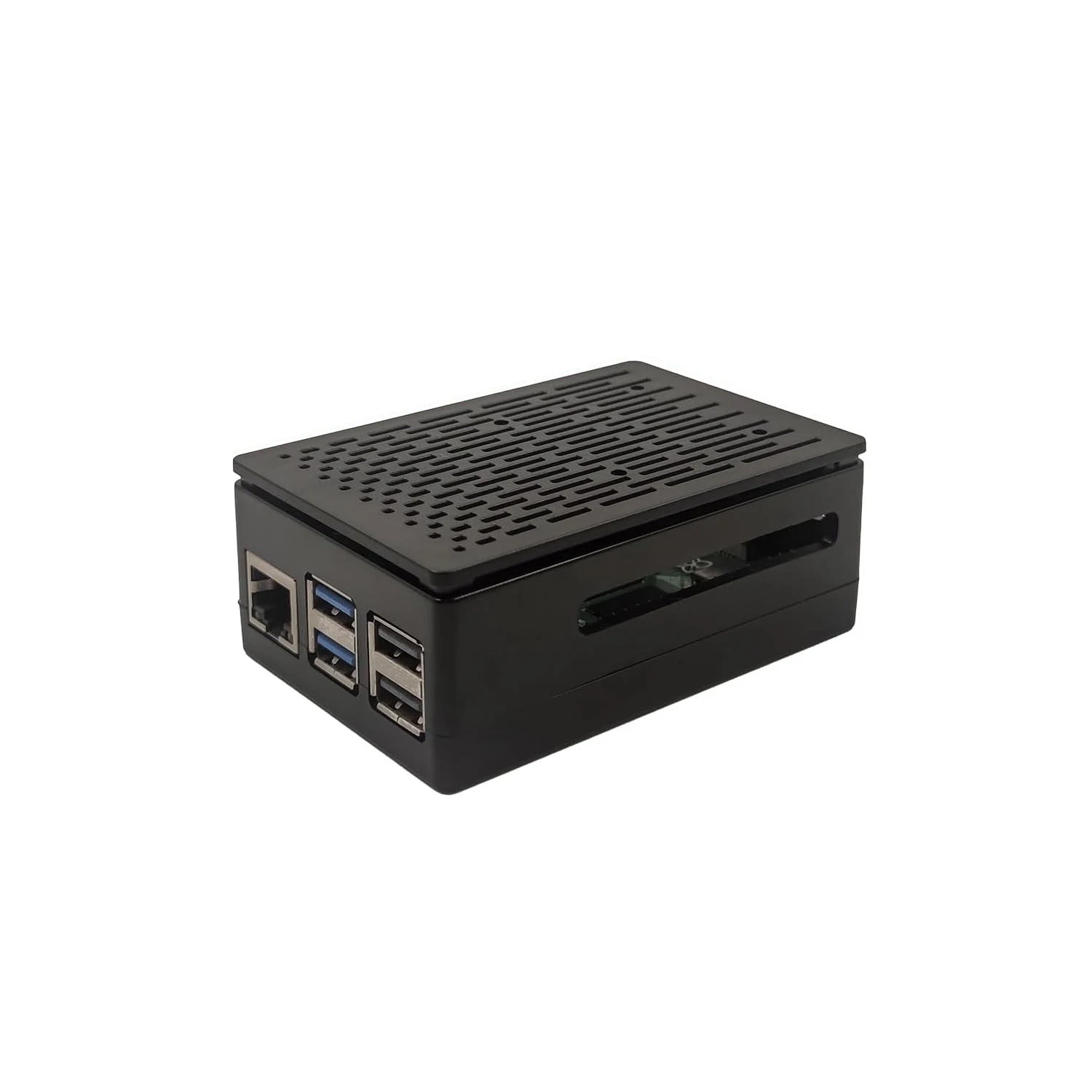 Black ABS Striped Case with 4010 PWM Fan with Heat Sink Set for Raspberry Pi 5B-image-8