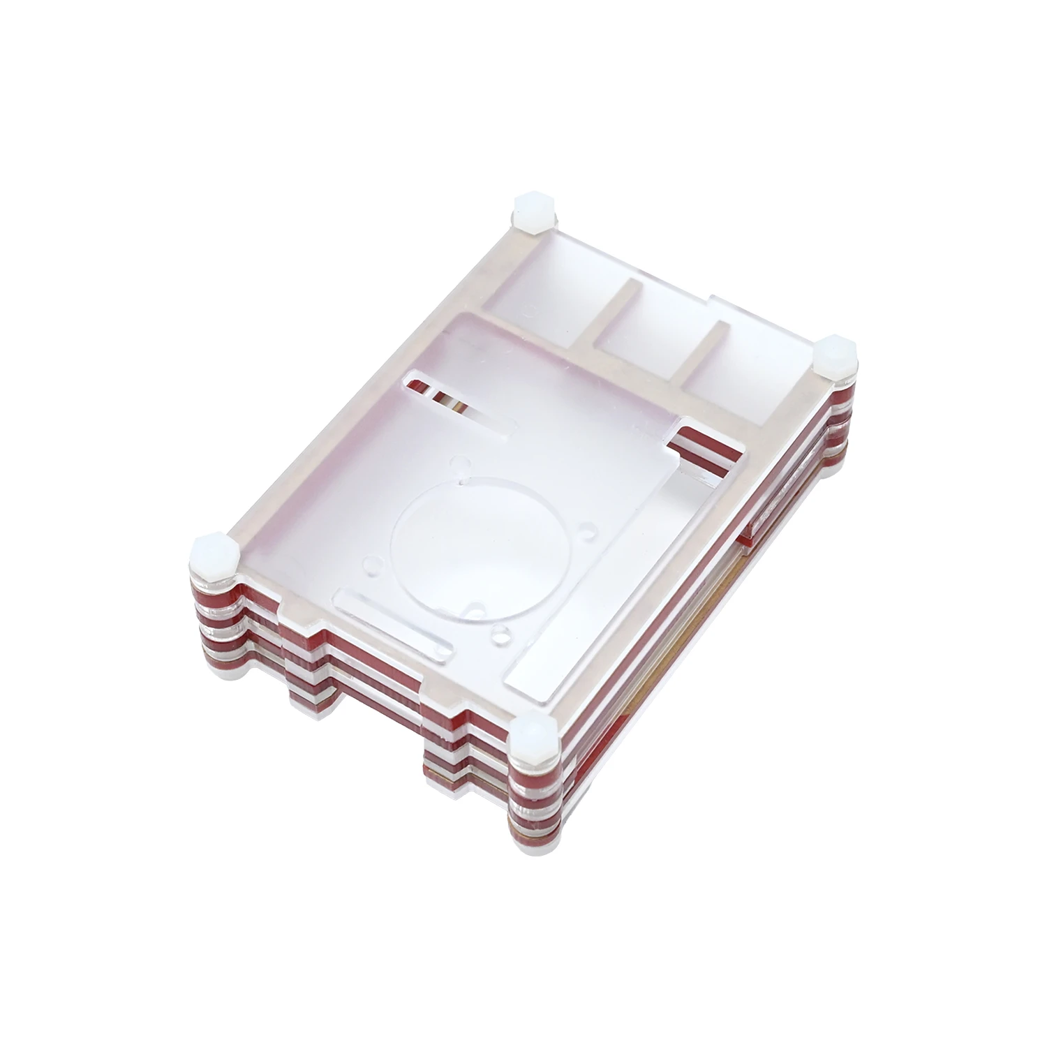 Red + Transparent Acrylic Multilayer 9 Layer Case for Raspberry Pi 4B Supporting 3007/3010 Fans-picture-18