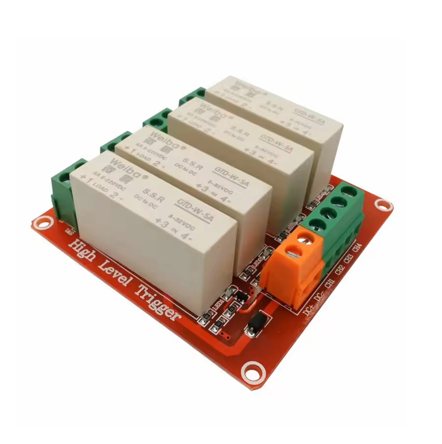 4 Channel 5A High Level Trigger DC Control DC Solid-State Relay Module-image-5