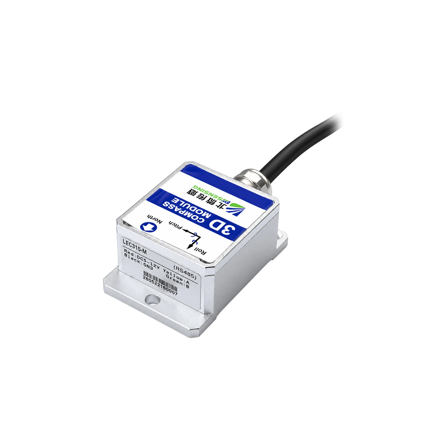 BWSENSING LEC315M, 3D Electronic Compass, Tilt Compensated MEMS Digital Compass Sensor, RS485-image-14