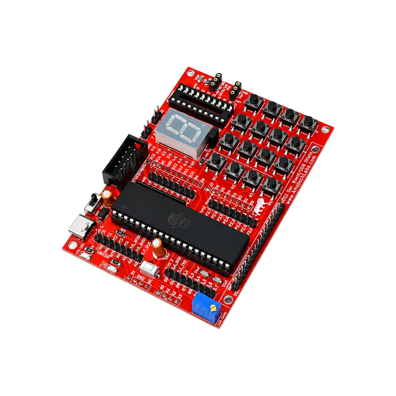 Amotech Labs - 8051 Development Board (with 89S52 IC, ISP Programmer and LCD)-image-11