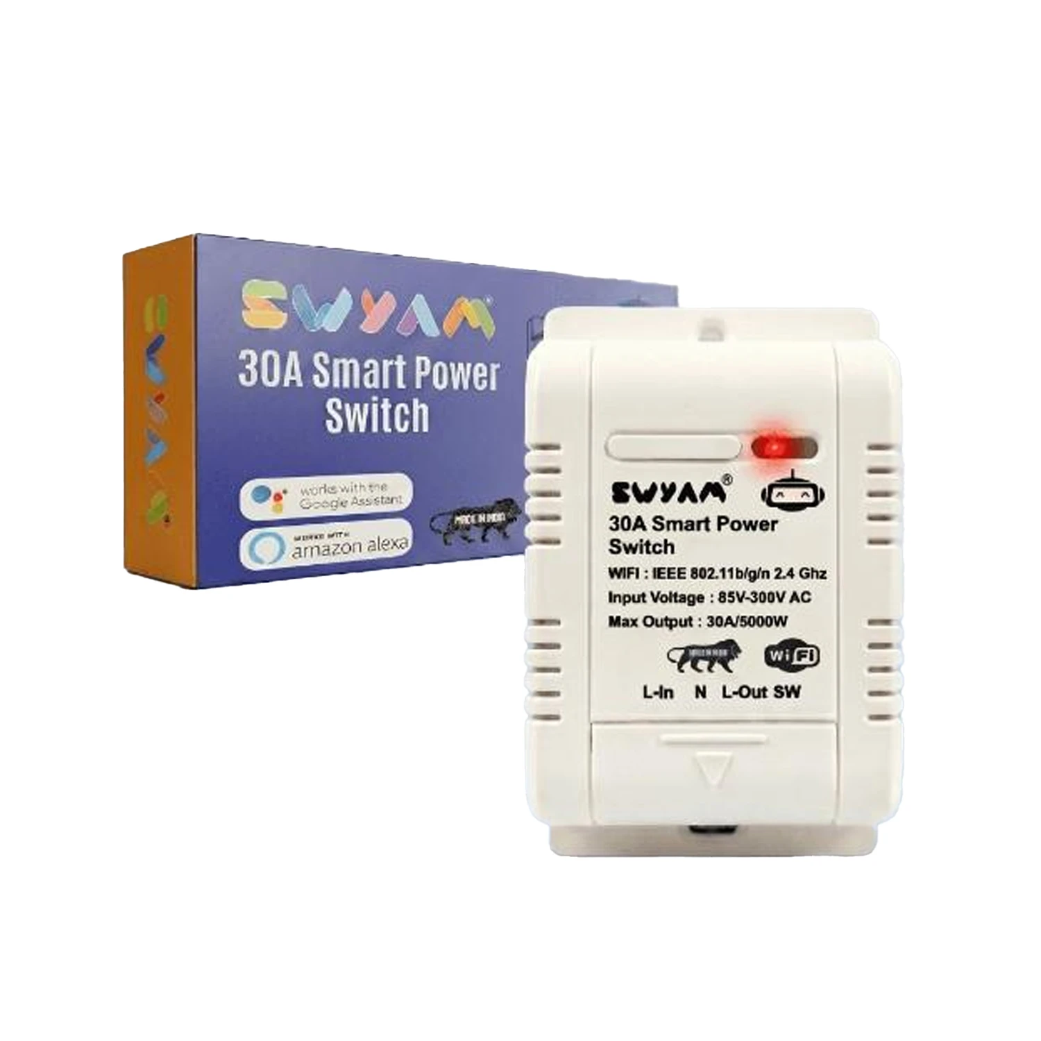 SWYAM 30A Smart WiFi Switch | Alexa & Google Assistant | Timer | 85–300V AC | Heavy Load Controller-image-1