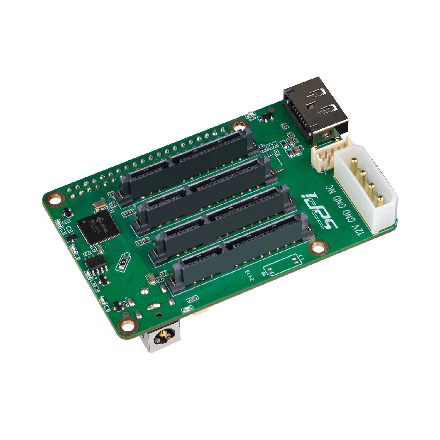 52Pi 5-Bay SATA Storage Expansion Board for Raspberry Pi 5, with 4 onboard SATA ports and 1 external eSATA port & 12V DC 5525 / 4-Pin Molex-picture-24
