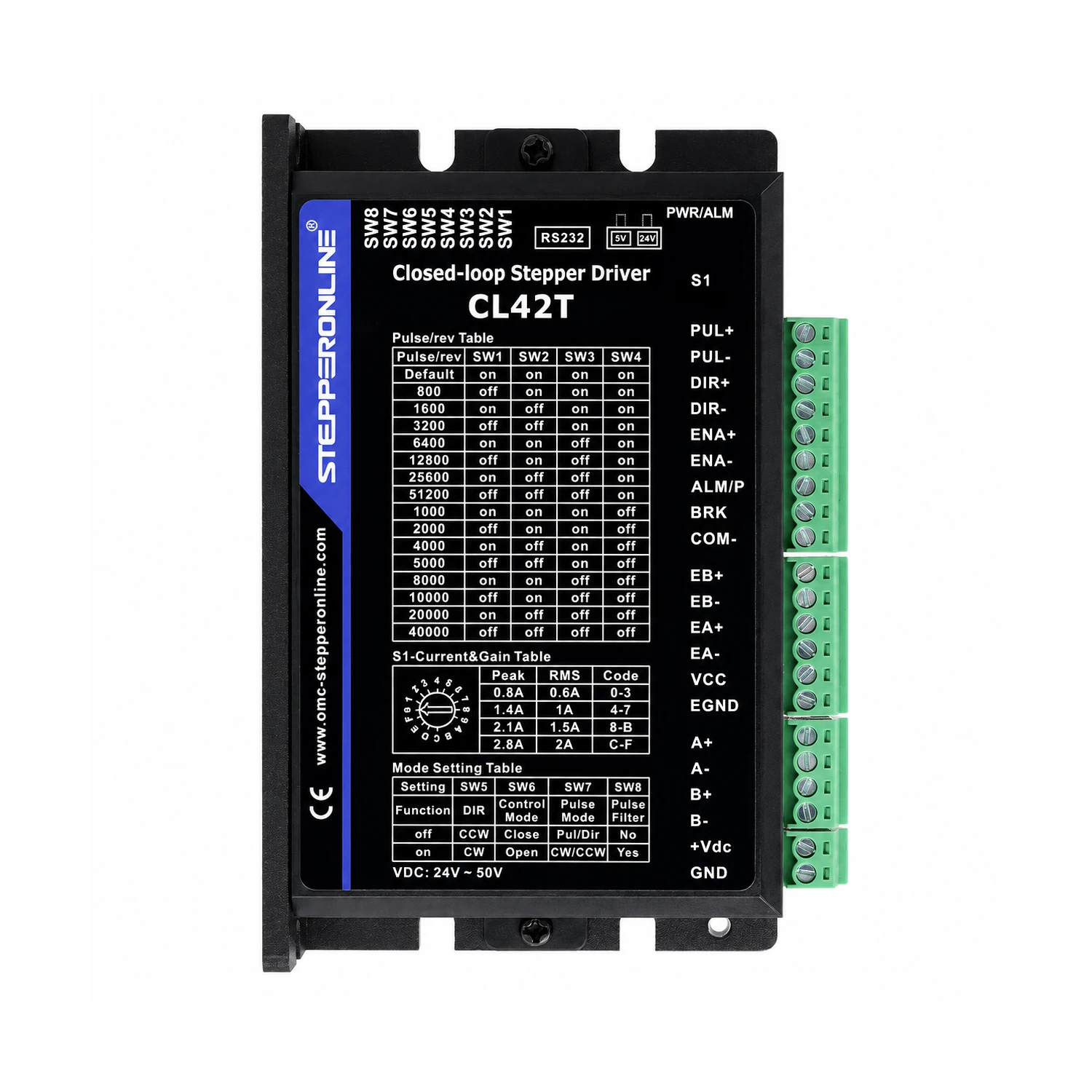 STEPPERONLINE Closed Loop Stepper Driver V4.1 0-3.0A 24-48VDC for Nema 11, 14, 17 Stepper Motor-CL42T-V41-image-42