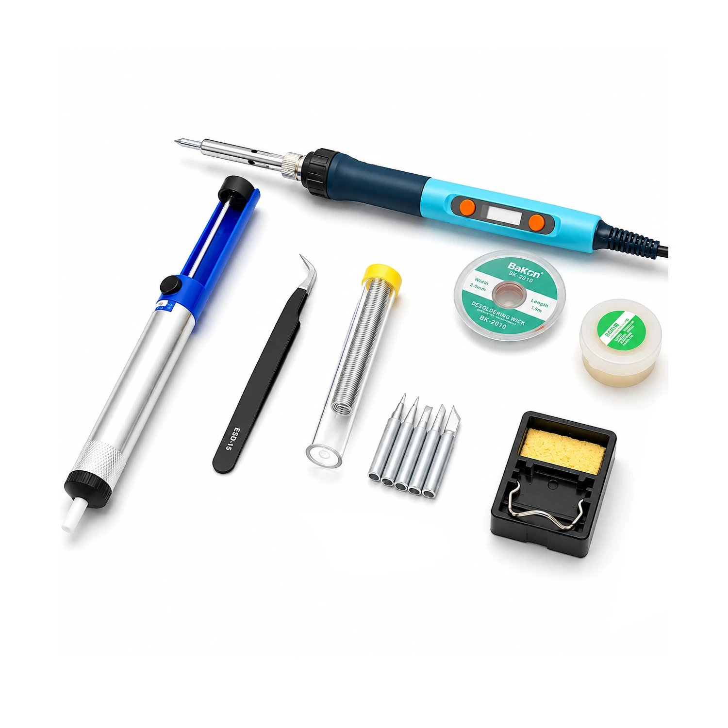 Bakon BK606A Portable Digital Display Soldering Iron Kit 90W - 13 Piece Set-image-21