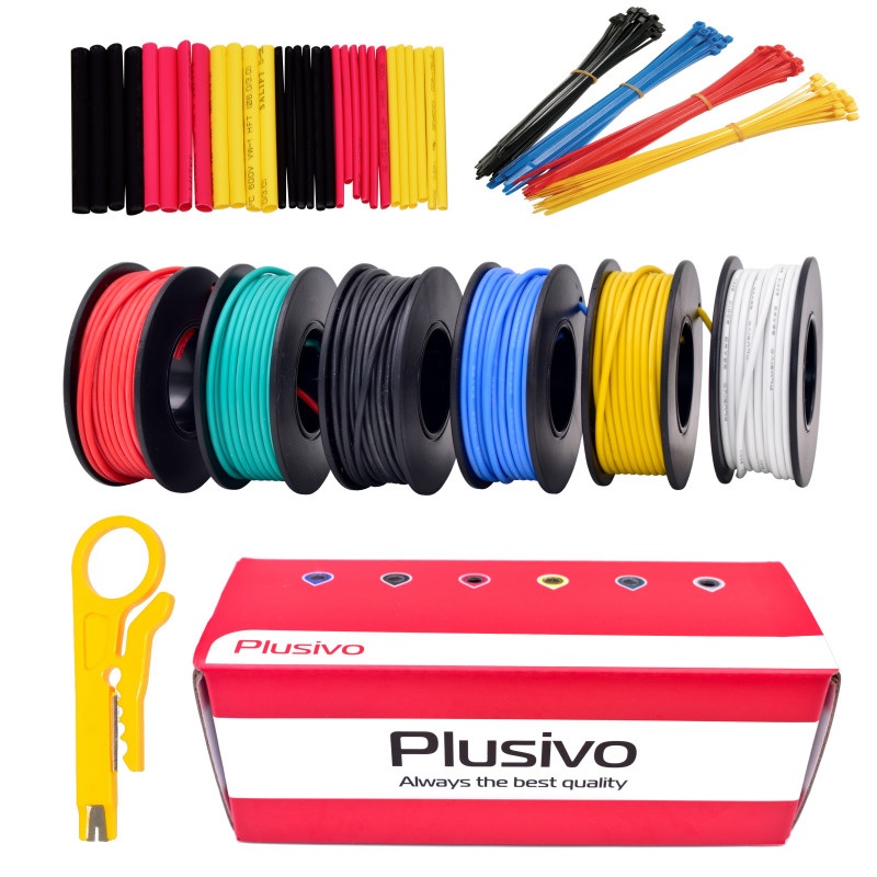 18AWG Plusivo Hook up Wire Kit - 600V Pre-Tinned Solid Core Wire of 6 Colors x 5M-picture-14