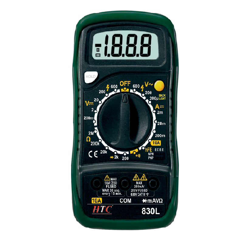 HTC DM-830L Digital Pocket Multimeter | DC/AC Voltage, DC Current, Resistance, Diode & Continuity Tester | Backlit LCD, Battery Powered-image-30
