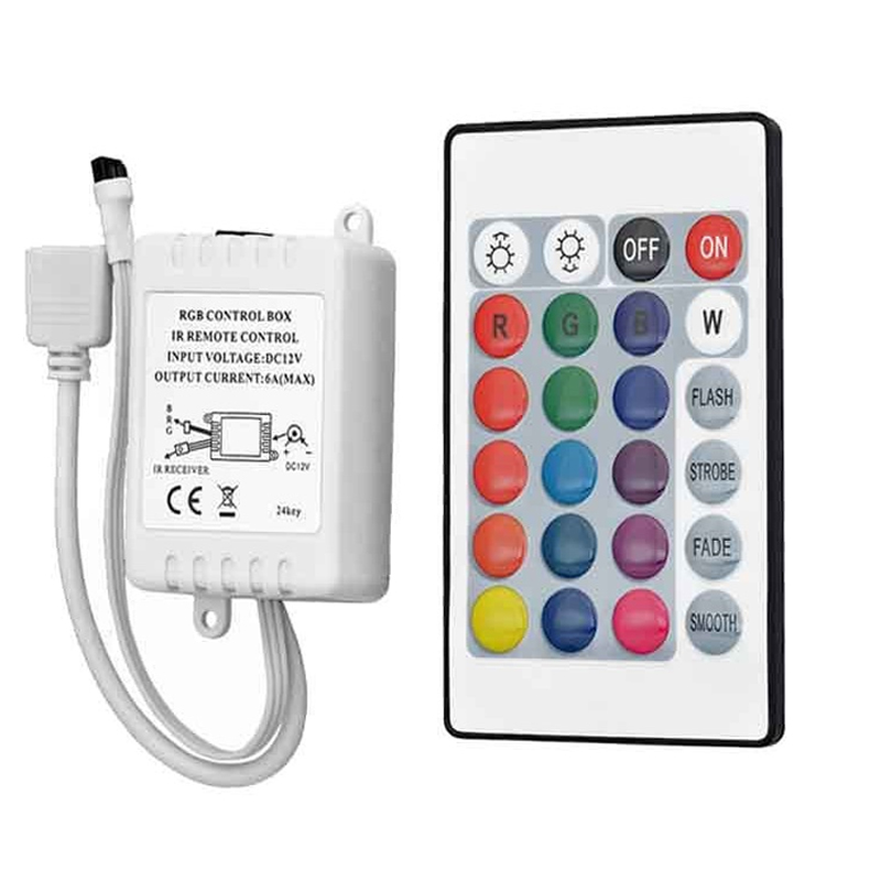 12V 5050 RGB LED Strip Controller box with 24 Key IR Remote Control-picture-35