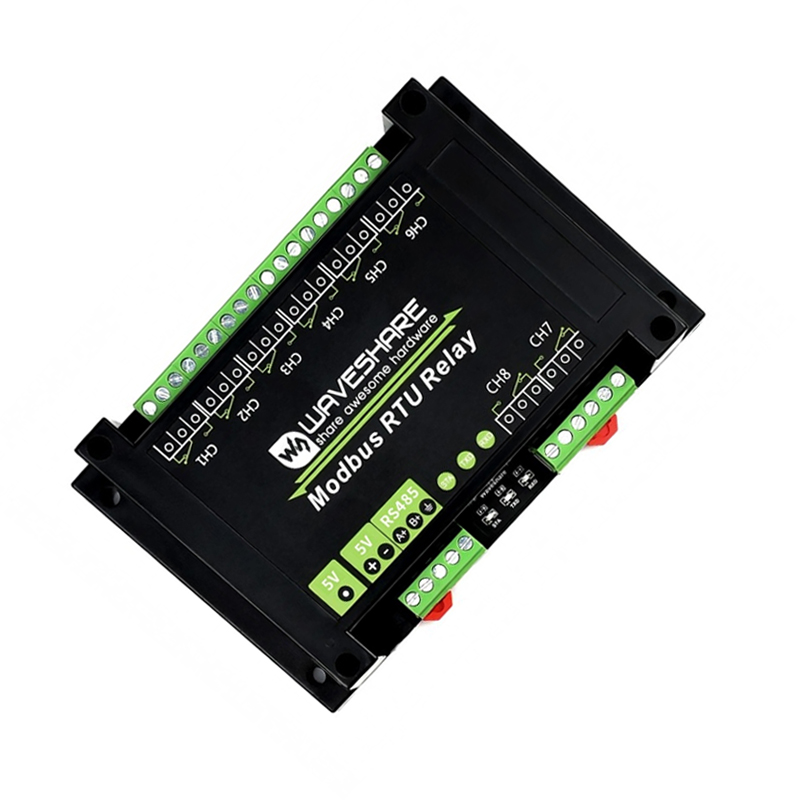 Waveshare Industrial Modbus RTU 8-Channel Relay Module RS485 Bus, Multi Protection (Without Power Adapter)-image-25