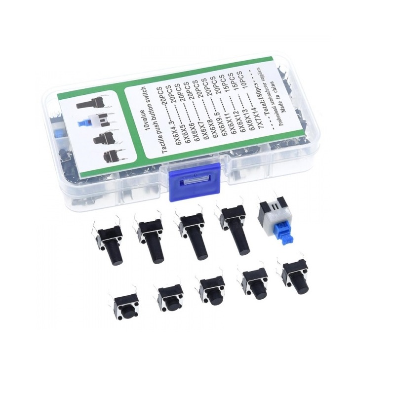 180Pcs. Micro Tactile Push Button Switch Kit (10 Shaft Size)-picture-35