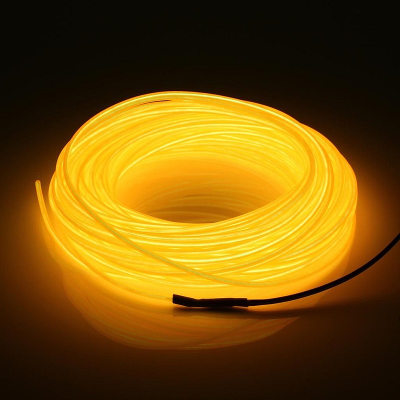 5M Neon Light Dance Party Decor Light Neon LED Lamp Flexible EL Wire Rope Tube Waterproof LED Strip - Only EL Wire -YELLOW-picture-16