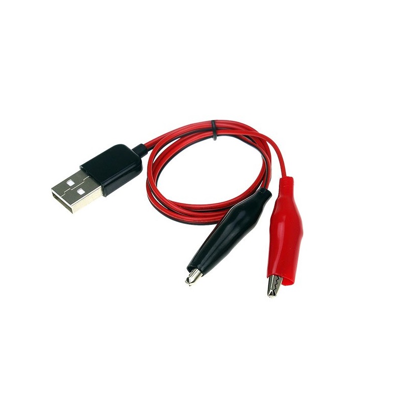 Alligator Test Clips Clamp To USB Male Connector Power Supply Adapter Wire 58cm Cable Red And Black-image-35