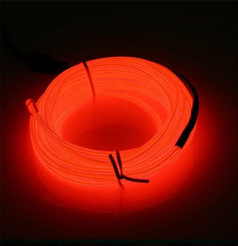 5M Neon Light Dance Party Decor Light Neon LED Lamp Flexible EL Wire Rope Tube Waterproof LED Strip - Only EL Wire -RED-image-14