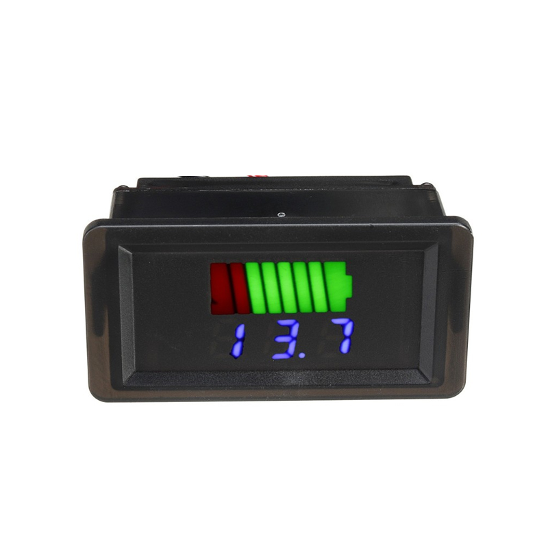 Blue 12-60V Dual Display Automatic Identification Waterproof Voltage Meter-image-1