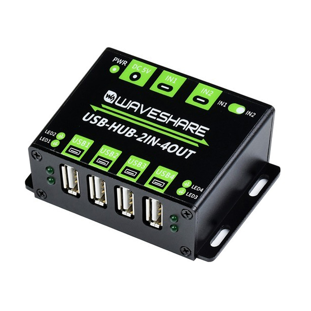 Waveshare Industrial Grade USB HUB, Extending 4x USB 2.0 Ports, Switchable Dual Hosts (Without Power Adapter)-picture-19