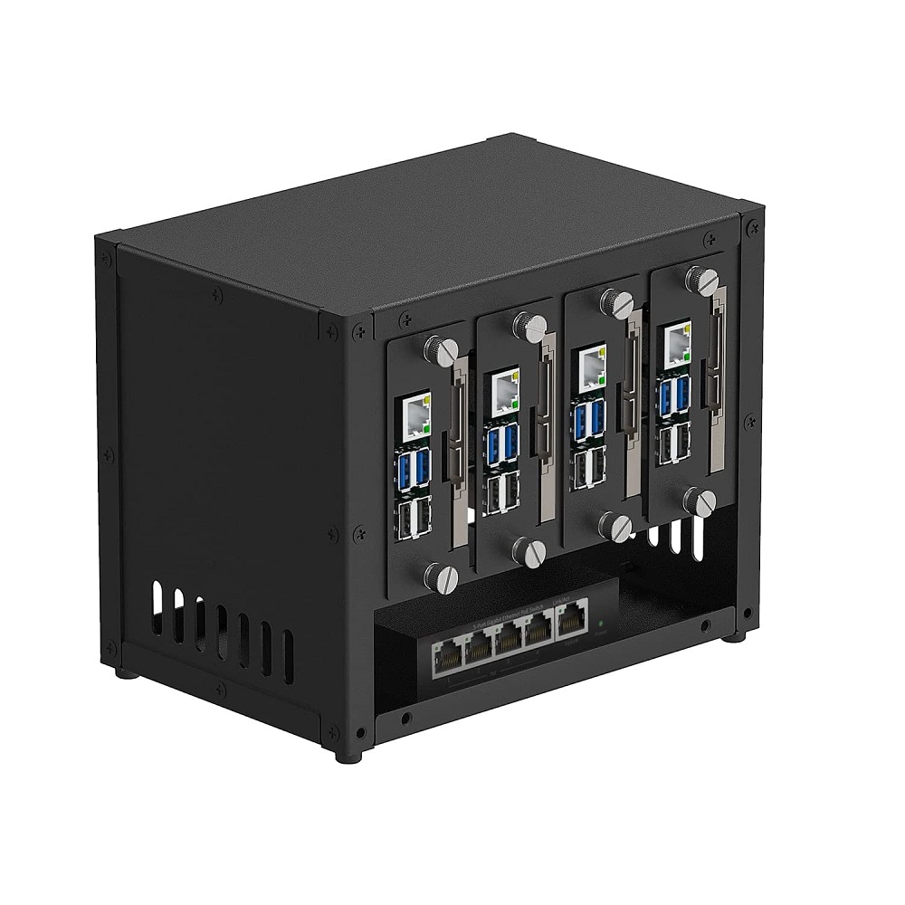 UCTRONICS U6260 Enclosure for Raspberry Pi Cluster Compatible with Pi 4B, 3B/3B+ House Up to 4 2.5" SSD, Support PoE /PoE + HAT and Switch, 2 Cooling Fans-picture-18