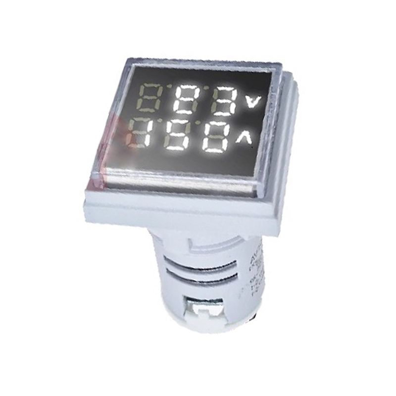 White AC50-500V 0-100A 22mm AD16-22FVA Square Cover LED Voltage and Current Dual Display Indicator Light with Transformer-image-22