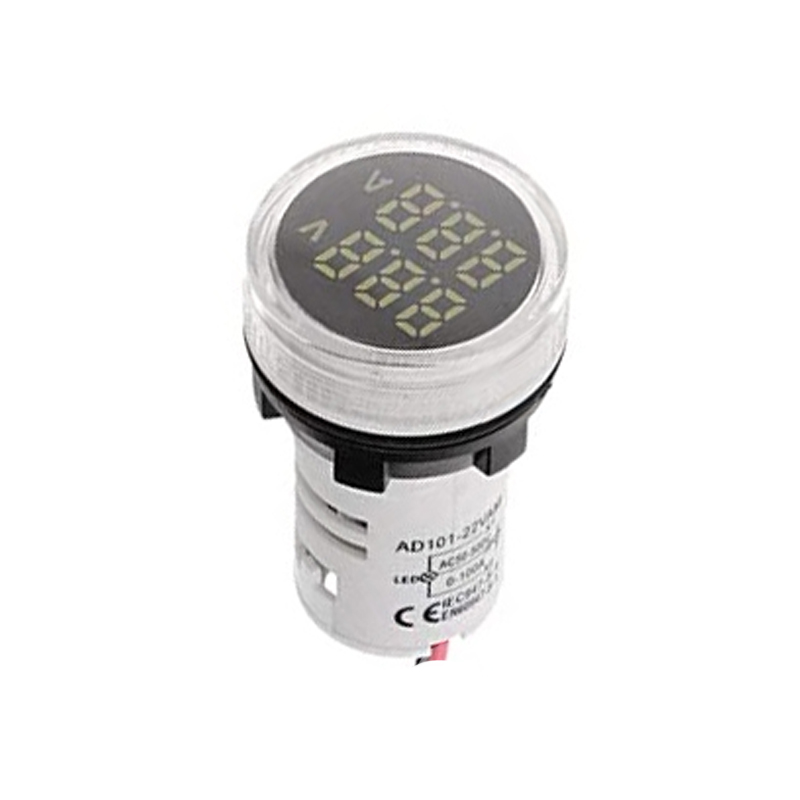 White AC20-500V 0-100A 22mm AD16-22DVA Round LED Hertz Meter Indicator Light with Transformer-image-16