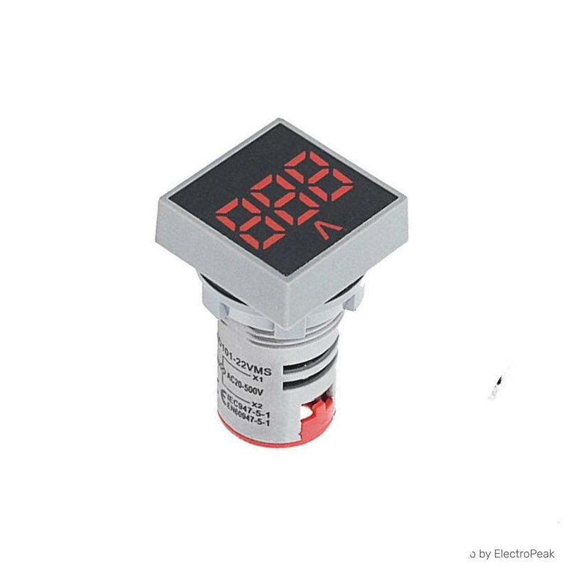 Red AC60-500V 22mm AD16-22FSV Square Frosted Surface LED Voltmeter Indicator Light-image-12