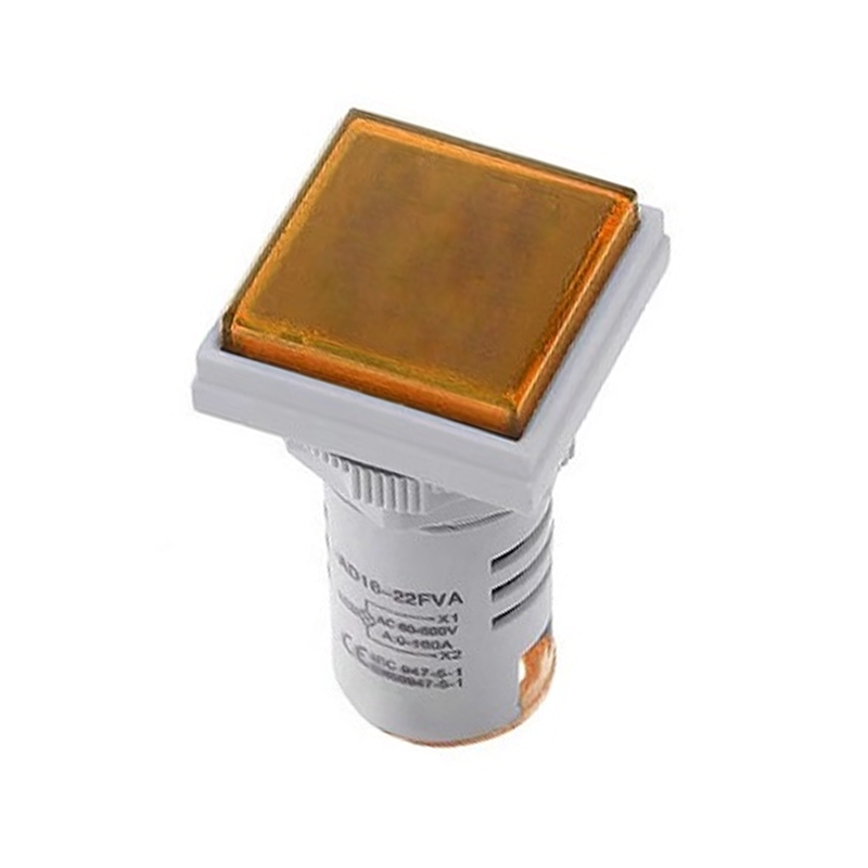 Yellow 0-100A 22mm AD16-22FSA Square Cover LED Ammeter Indicator Light with Transformer-image-14
