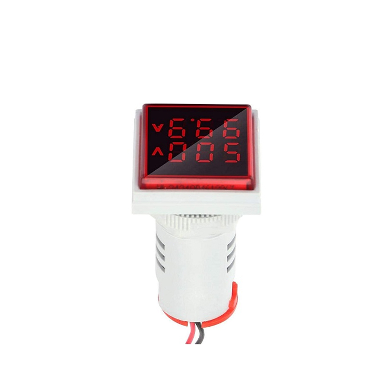 Red AC60-500V 0-100A 22mm AD16-22FSV Square Cover LED Voltage/Current Dual Display Indicator with Transformer-image-16