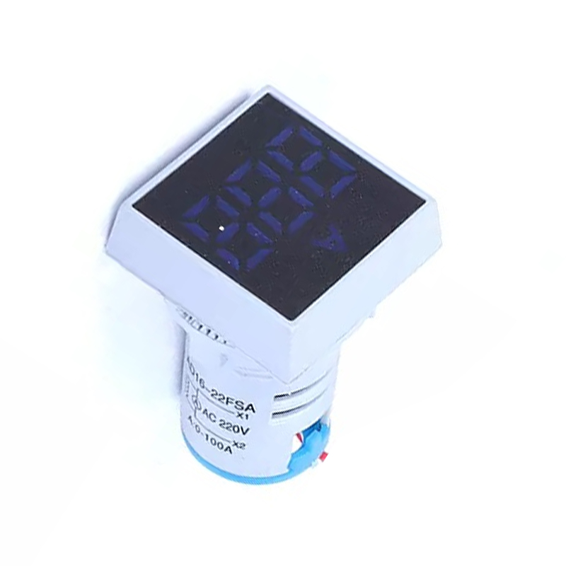 Blue 0-100A 22mm AD16- 22FSA Square Cover LED Ammeter Indicator Light with Transformer-image-17