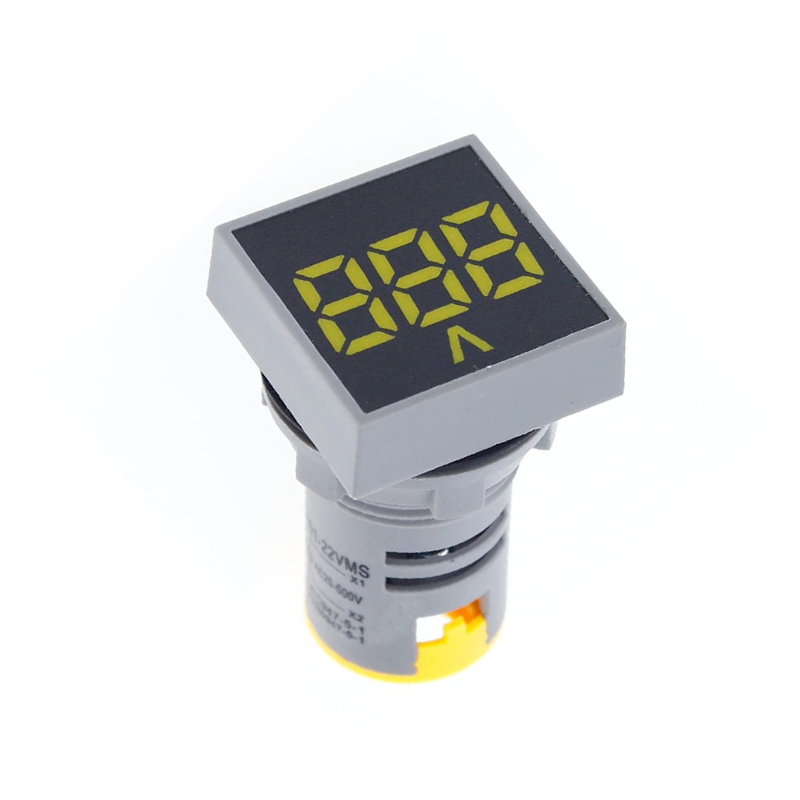 Yellow AC60-500V 22mm AD16-22FSV Square Frosted Surface LED Voltmeter Indicator Light-picture-18