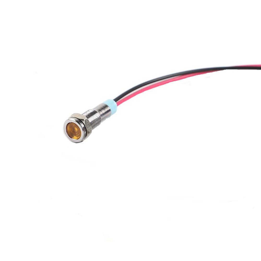 Yellow 10-24V 8mm LED Metal Indicator Light with 15CM Cable-picture-29