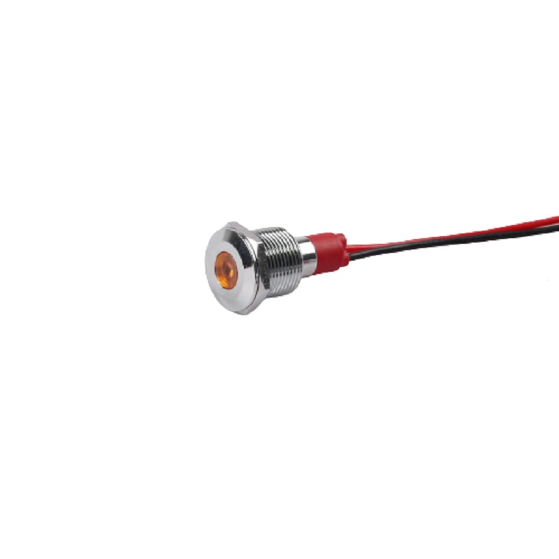 Yellow 10-24V 10mm LED Metal Indicator Light with 15CM Cable-picture-33