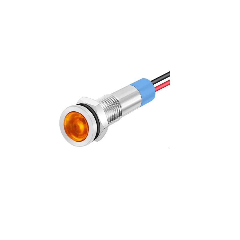 Yellow 10-24V 6mm LED Metal Indicator Light with 15CM Cable-picture-28