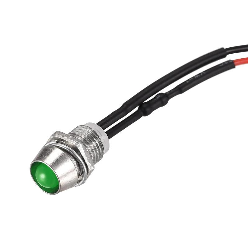 12-18V 5MM Green LED Metal Indicator Light with 20CM Cable (Pack of 5)-image-29