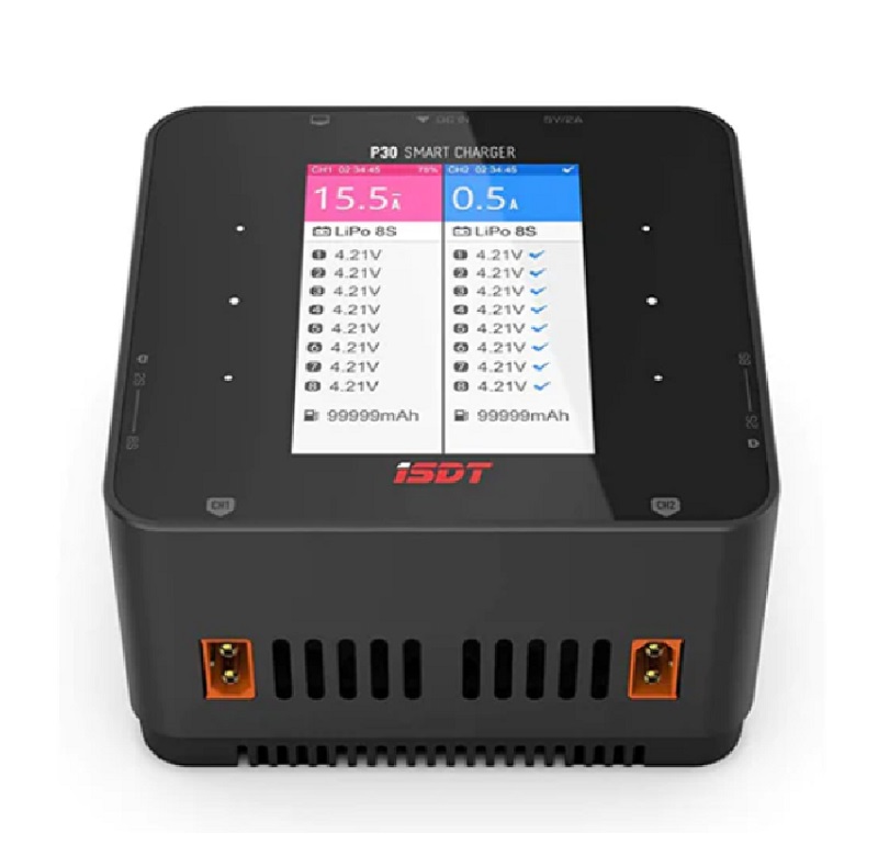 ISDT P30 2‑Channel 2000 W DC High‑Power Charger – 30 A×2 (50 A sync), Supports 1–8S LiPo/LiFe/LiHV/NiMH/Pb, 3.5″ IPS, BT-picture-20