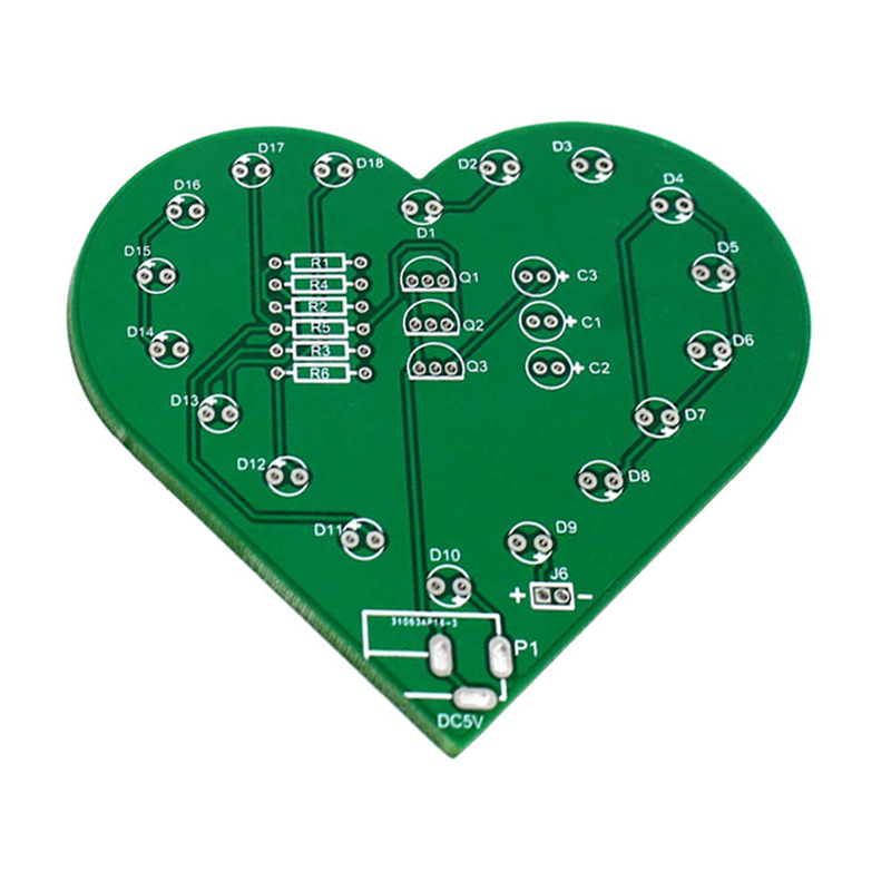 5V USB DIY Colorful LED Kit Heart Shape Light Control Kit Green PCB-picture-25