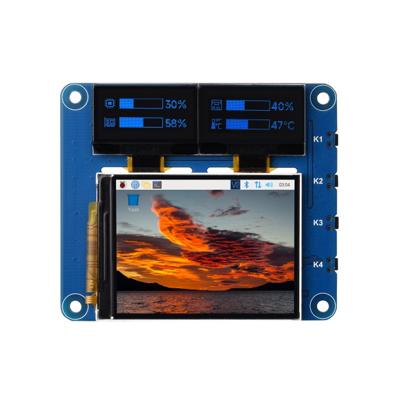 Waveshare Raspberry Pi OLED/LCD HAT, Onboard 2inch IPS LCD Main Screen and Dual 0.96inch Blue OLED Secondary Screens-image-2