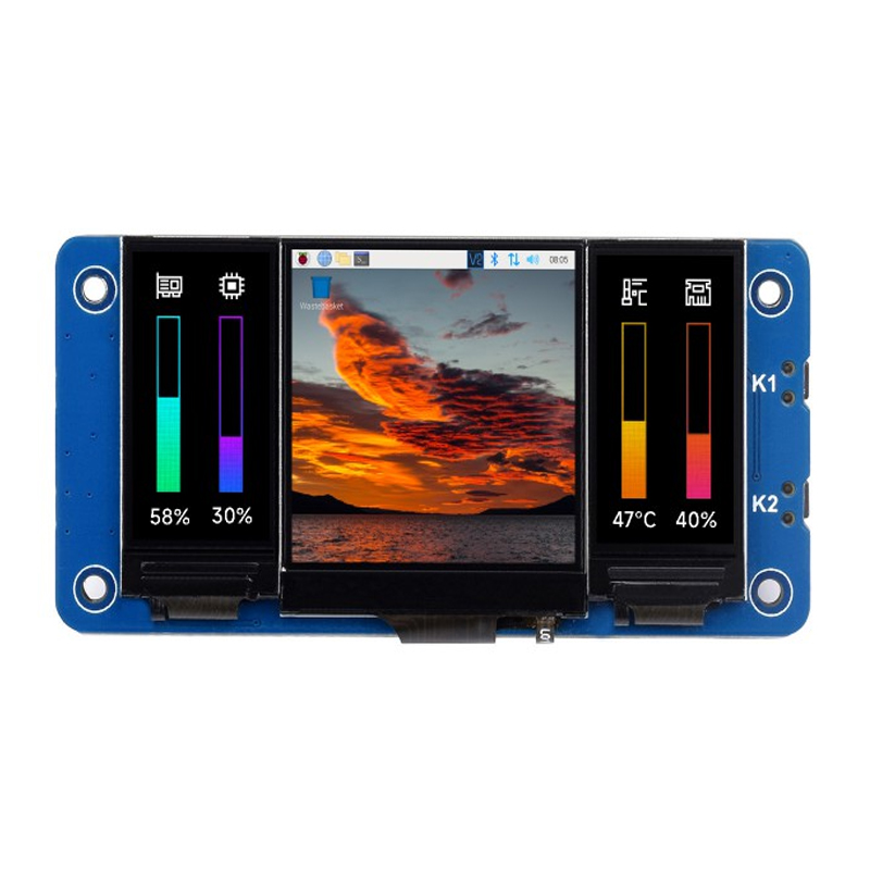 Waveshare Triple LCD HAT For Raspberry Pi, Onboard 1.3inch IPS LCD Main Screen and Dual 0.96inch IPS LCD Secondary Screens-image-31