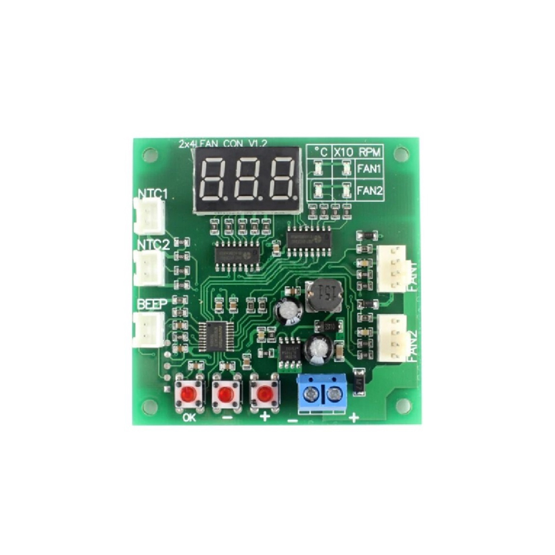 2CH 4 Wire LED Digital PWM Motor Speed Controller Fan Temperature Controller Buzzer Alarm DC 12V 24V 48V with 50CM Cable-image-41