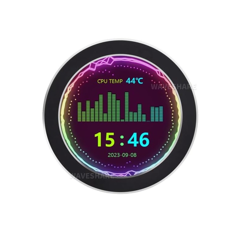 Waveshare 2.8 Inch USB Monitor, IPS Panel, Water Cooler Screen, PC case Secondary Screen, 480×480 Resolution, With Music Spectrum Analysis Function Black-picture-16